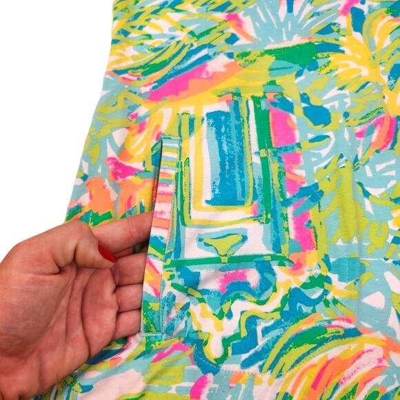 Lilly Pulitzer Dress XS Swim Cover Up Hooded Hoodie Tassel Neon Green Pink - Picture 6 of 15